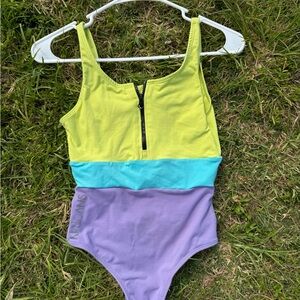 Colorful Zip-Front Swimsuit by KRUGANS